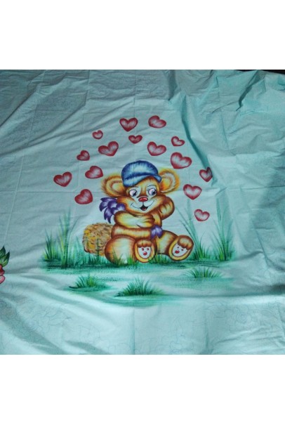 Handpainted cotton double bed sheet with cartoon Handpainted cotton double bed sheet with cartoon